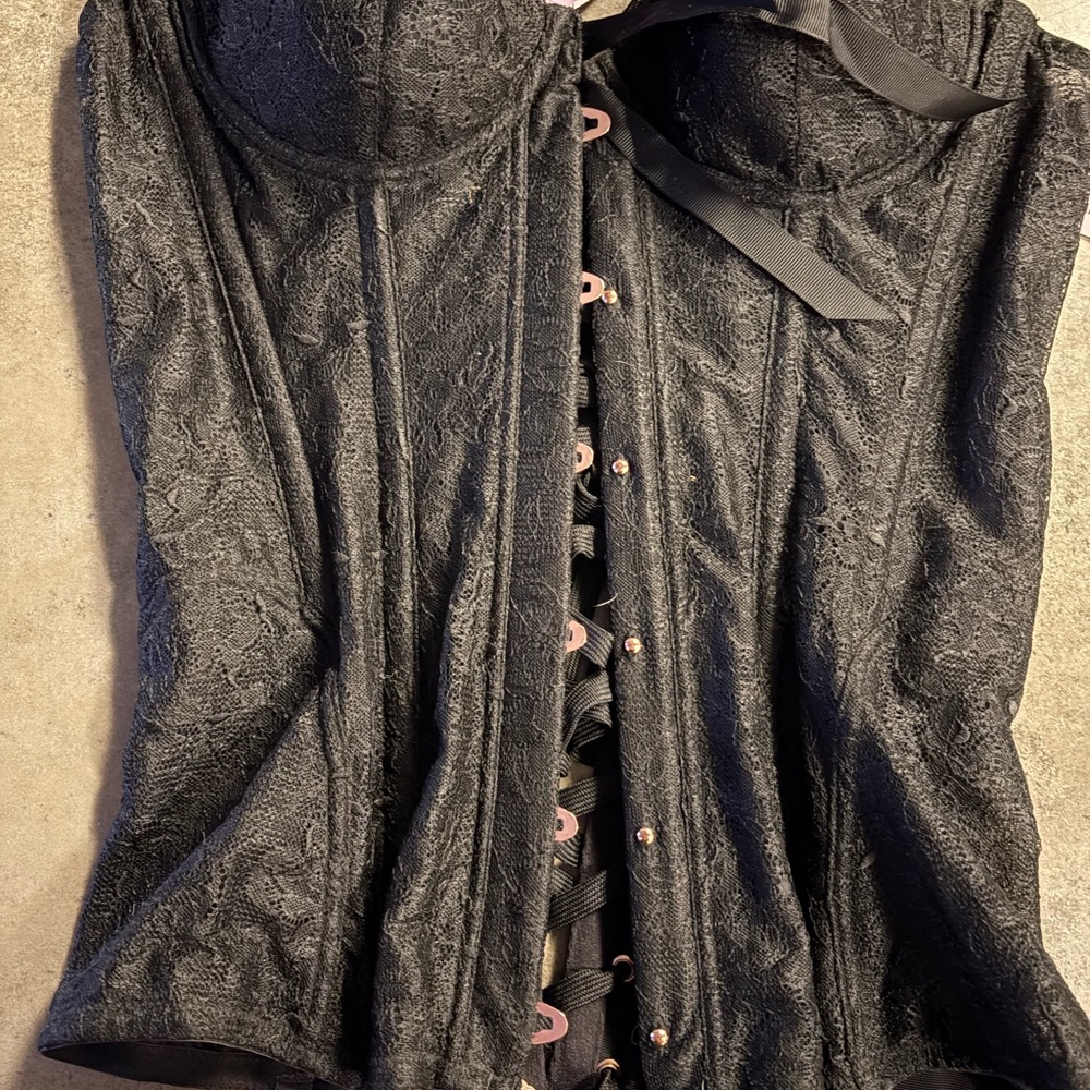 Savage X Fenty Black Lace Bustier Corset Top